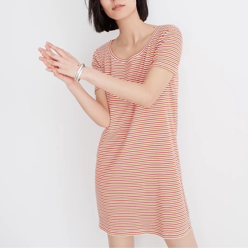 Madewell Coral and White Striped Mini Dress